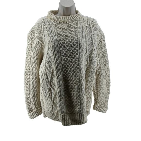 Vintage Kennedy of Ardara Ireland Cable Hand Knit 100% Wool Sweater Size Medium - Picture 1 of 3